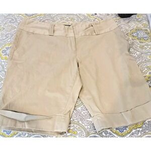 Vtg Atelier Luxe Cuffed Hem light brown Khaki Bermuda Shorts Super Stretch 12 31